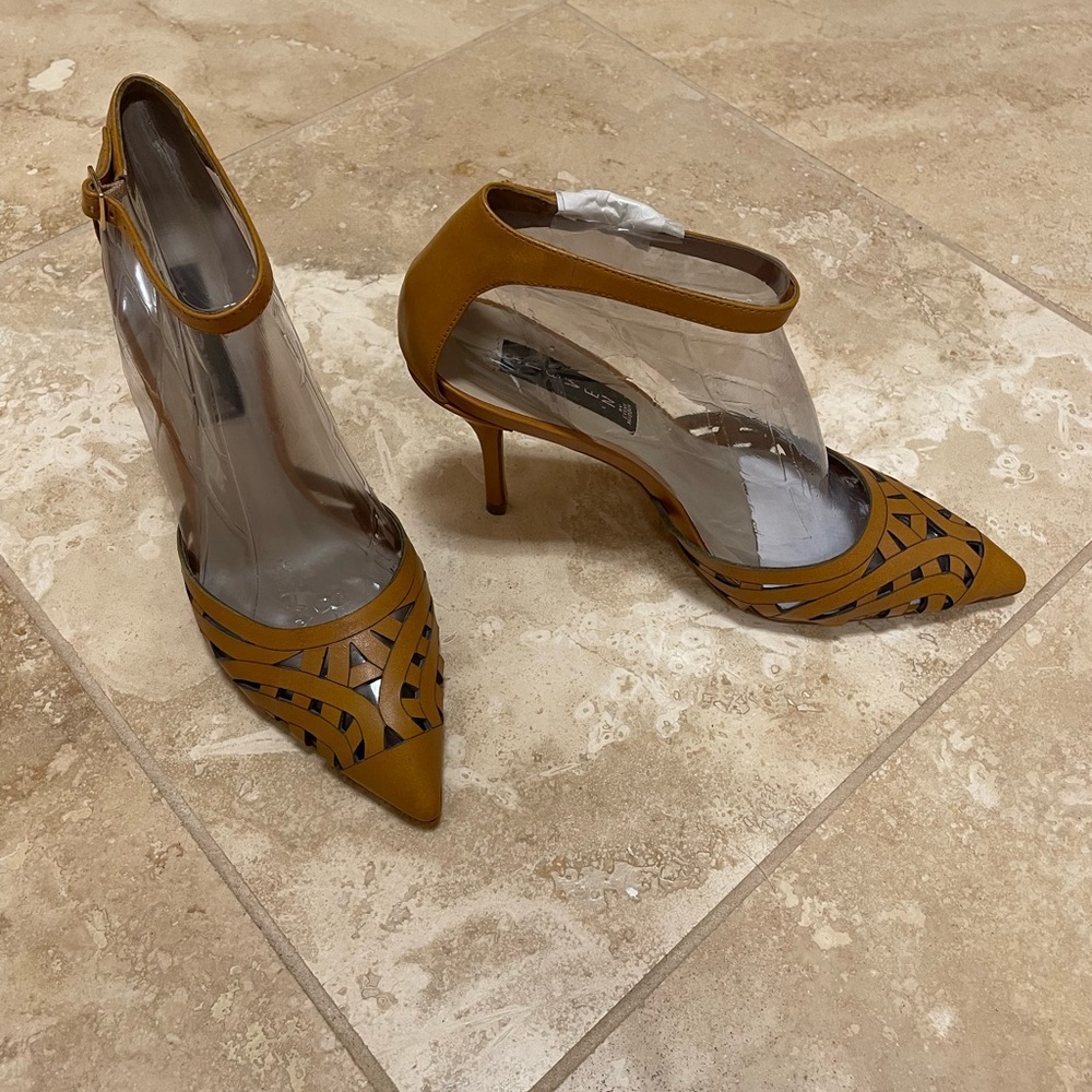 Mustard Yellow Women's Pointed-Toe Ankle-Strap Heels
